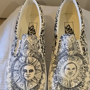 Vans Women's Slip-On Canvas Sneakers in Black & White Celestial Graphic